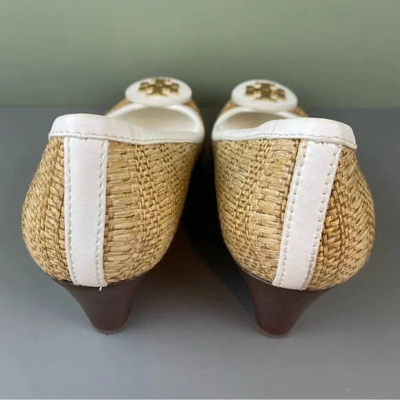 Tory Burch Sally Raffia Straw Natural/Bleach Wedges Size 7 - Picture 8 of 12